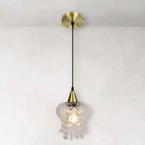 Lustre Pendente Taschibra Cristal Aisha Boreal E27 Transparente Bivolt Ouro