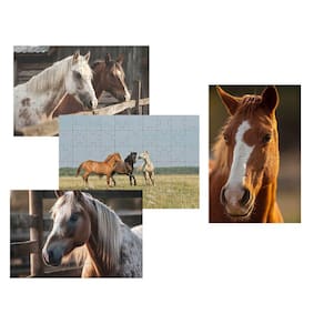 Kit 4 Quebra-cabeças Atividades Cognitivas para Mente Belos Cavalos 60 peças
