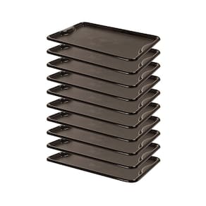 Conjunto 10 Bandejas Plásticas Self-Service Refeição 48 x 32,5 x 2 BR-100 Preta - Della Plast