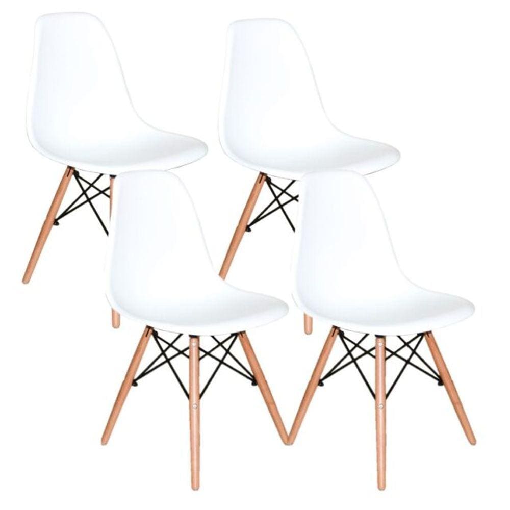 Kit 4 Cadeiras Charles Eames Eiffel  BRANCO