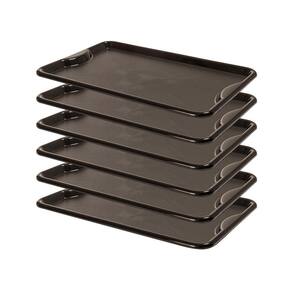 Conjunto 6 Bandejas Plásticas Self-Service Refeição 48 x 32,5 x 2 BR-100 Preta - Della Plast