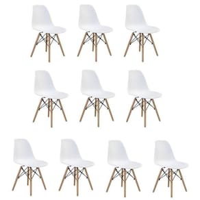 Conjunto 10 Cadeiras Eiffel PP Base Madeira Branco