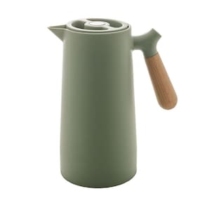 Garrafa Térmica Nórdica Com Cabo De Madeira 1 Litro Verde