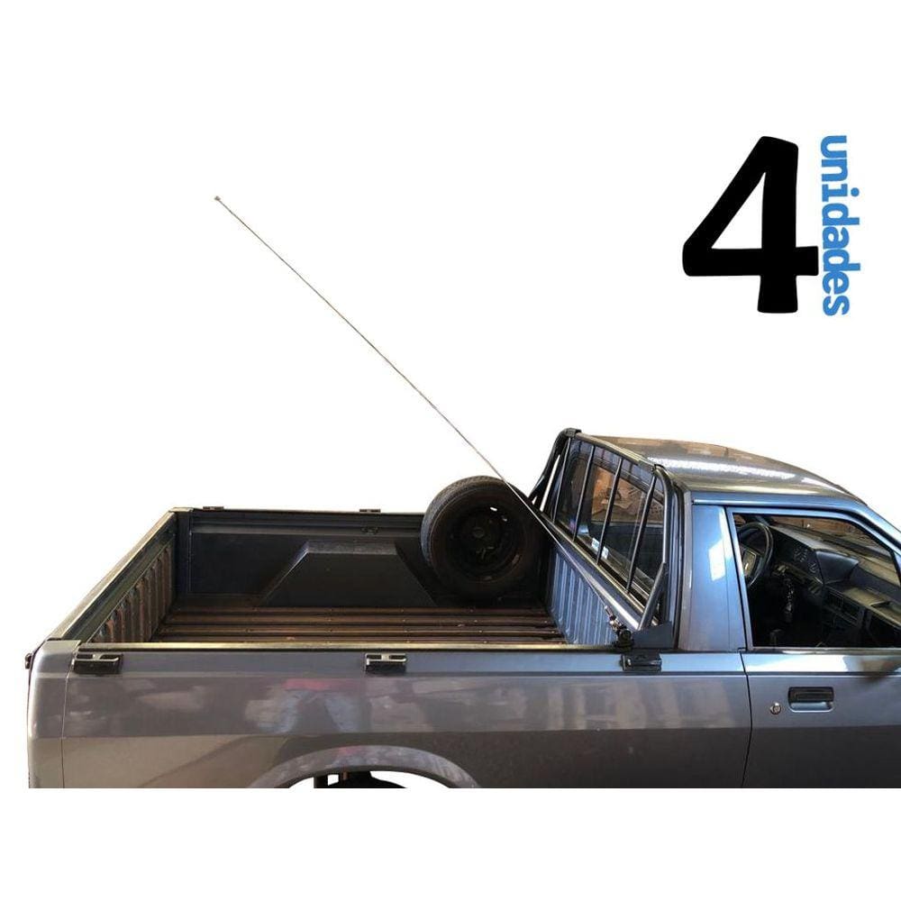 Kit Enfeite 4 Antena Inox 1,50m Caminhonete Caçamba Parafuso
