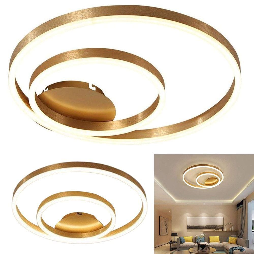 Lustre Pendente Orbita Luxo Led Regulavel Decoraçao Rustica Aneis 2 em 1 Luminaria Lampada Led Suspensa Enfeite Sala Estar