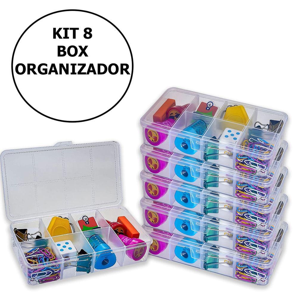Kit Com 08 Box Organizadores Tam P Transparente