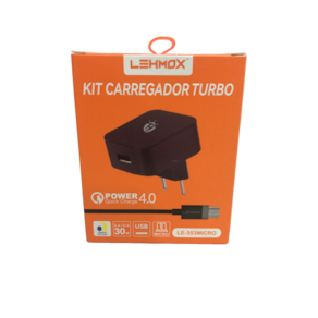 Carregador De Celular Turbo 4.0 Cabo V8 Com Anatel Lehmox - Le-353 Micro