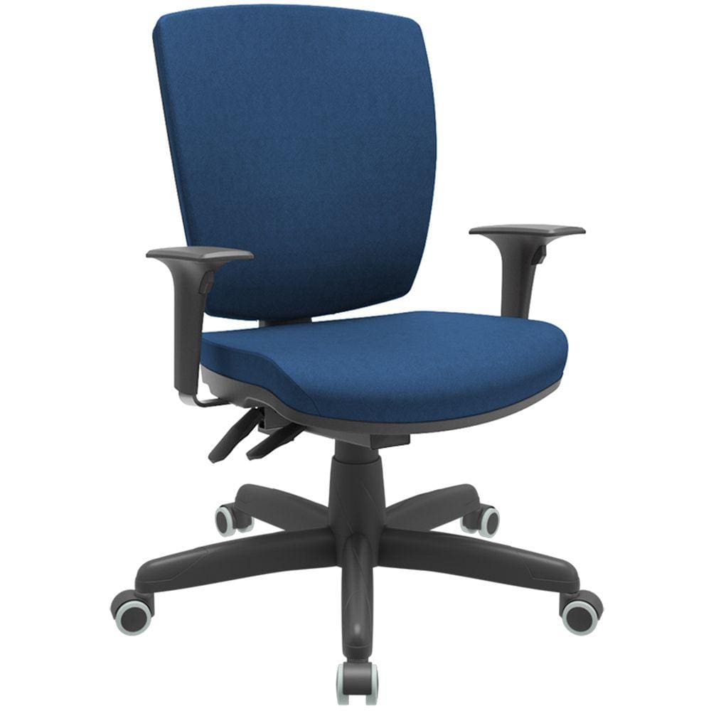 Cadeira de Escritório Diretor Office Base Giratória Preto Alta Flexi P03 PoliésterAzul-Lyam
