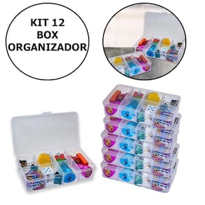 Kit Com 12 Box Organizadores Tam P Transparente