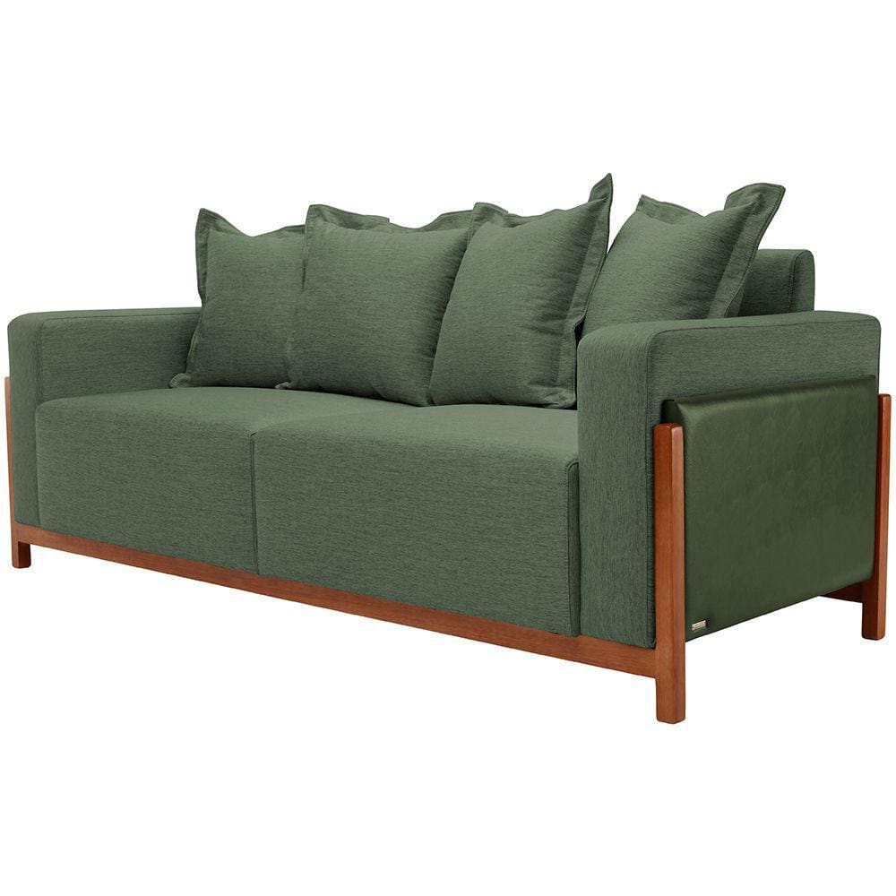 Sofá 03 Lugares Para Sala De Estar 178 cm Khali B04 Linho Verde Couríssimo Verde - Lyam