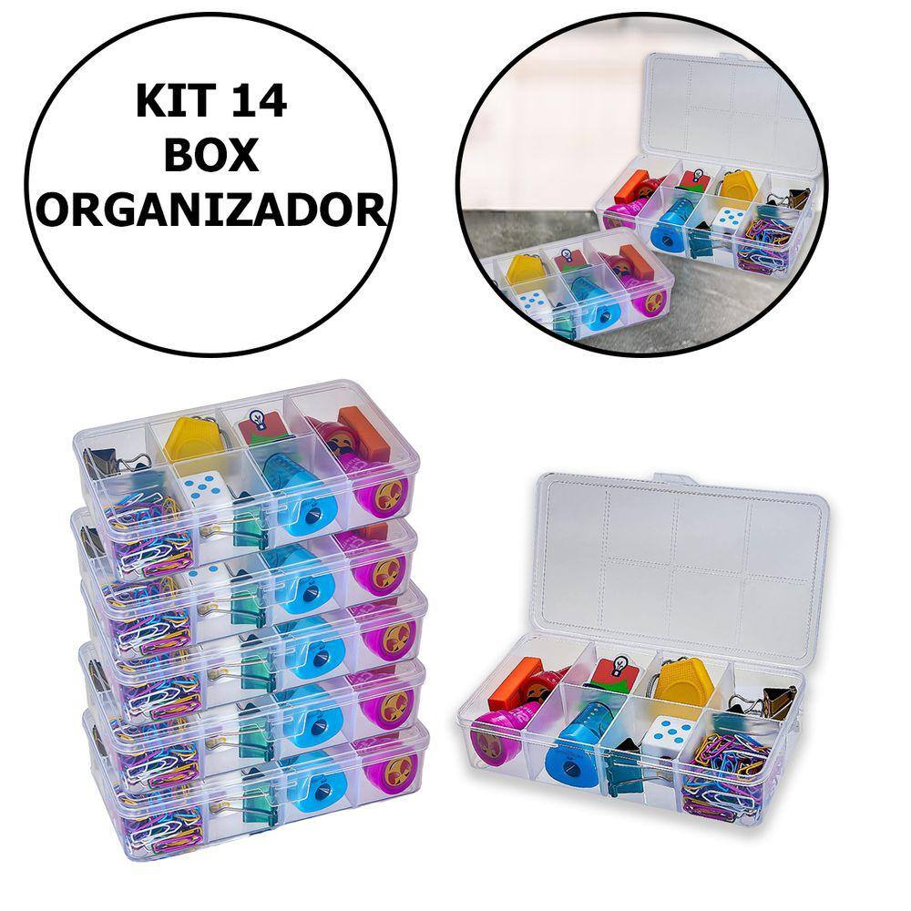 Kit Com 14 Box Organizadores Tam P Transparente