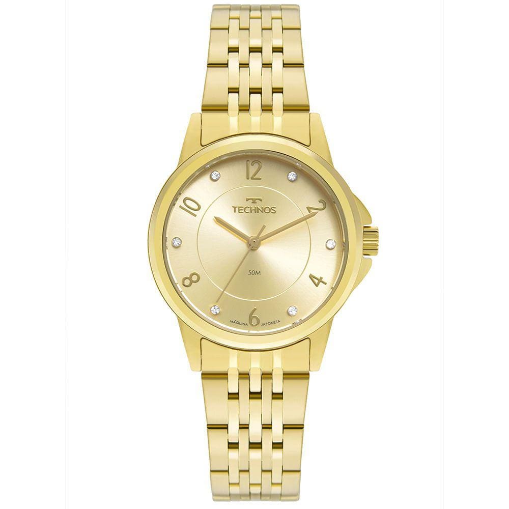 Relógio TECHNOS feminino analógico dourado strass 2035MXC/1X