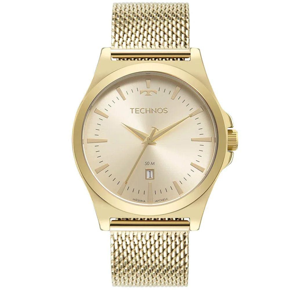 Relógio TECHNOS dourado esteira masculino 2115MZB/1D