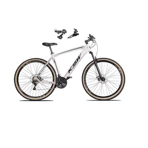 Bicicleta Aro 29 Ksw Xlt Alumínio 24v Câmbios Shimano Garfo Suspensão Pneu com Faixa Bege - Branco