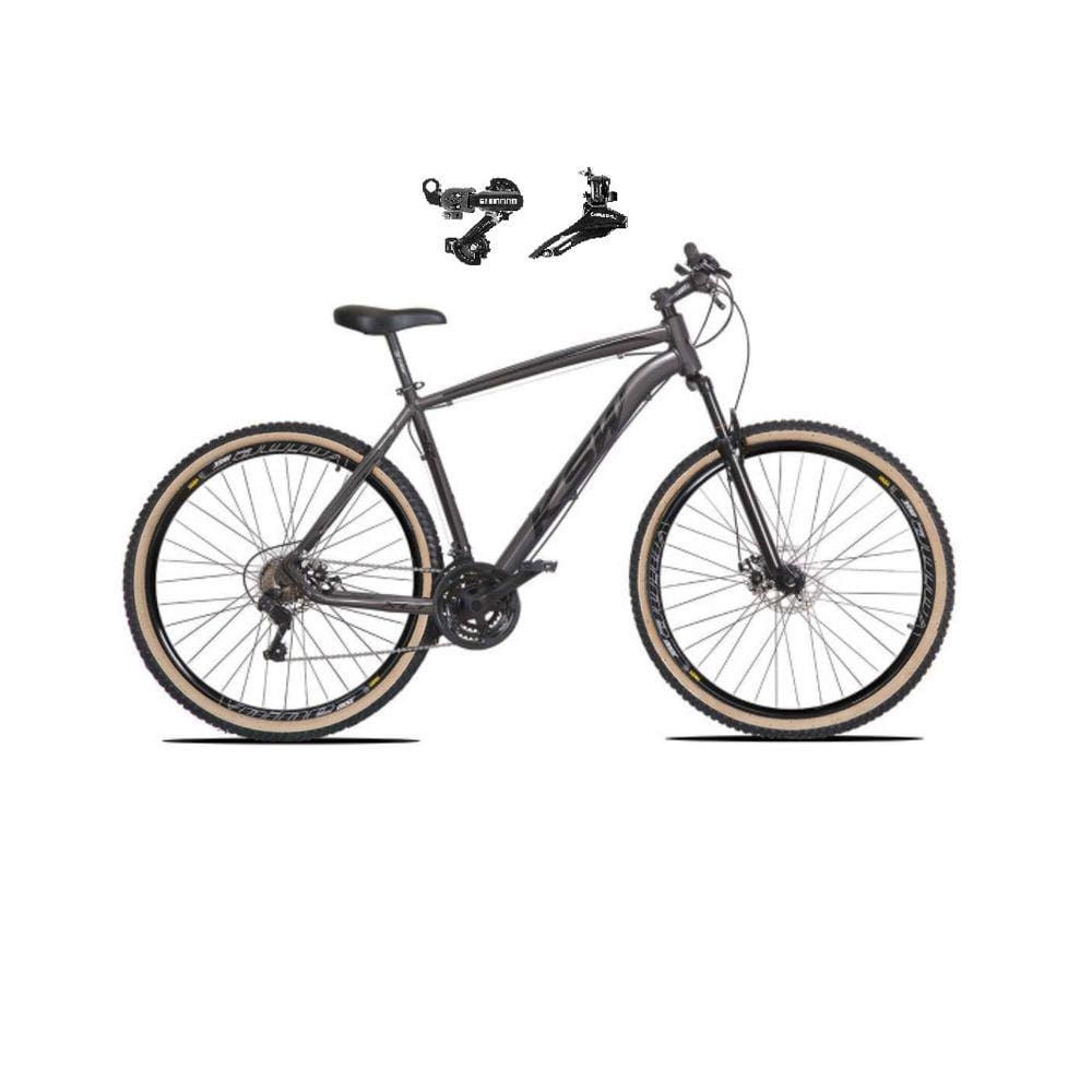 Bicicleta Aro 29 Ksw Xlt Alumínio 24v Câmbios Shimano Garfo Suspensão Pneu com Faixa Bege - Grafite