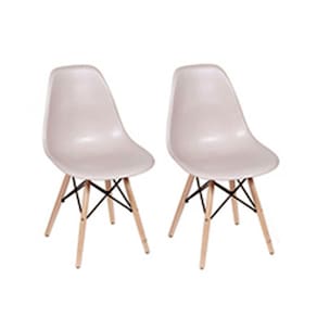 Conjunto 2 Cadeiras Eiffel Base Madeira - Bege Acinzentado