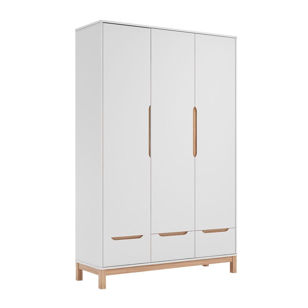 Guarda-Roupa Cozy 3 Portas e 3 Gavetas – Branco com Carvalho