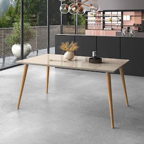 Mesa 160 cm Veneza Plus c/ Tampo Vidro Off White Casa D