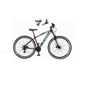 Bicicleta Aro 29 Ksw Xlt Alumínio 24v Câmbios Shimano Garfo Suspensão Pneu com Faixa Bege - Preto\Azul