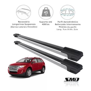 Travessa Rack Teto Aluminio Larga Preto Ford Edge 09 A 14