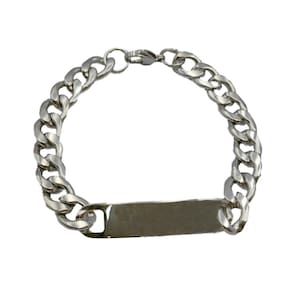 Pulseira Bracelete Masculina Placa Lisa Largura 10mm Aço Inox