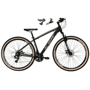 Bicicleta Aro 29 Ksw Xlt Alumínio 24v Câmbios Shimano Garfo Suspensão Pneu com Faixa Bege - Preto\Prata