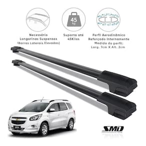 Travessa Teto Larga Aluminio Preto Gm Spin 2012 A 2023 Preto