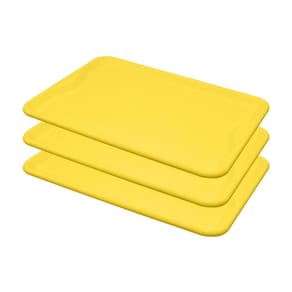 Conjunto 3 Bandejas Plásticas Self-Service Refeição 48 x 32,5 x 2 BR-100 Amarela - Della Plast