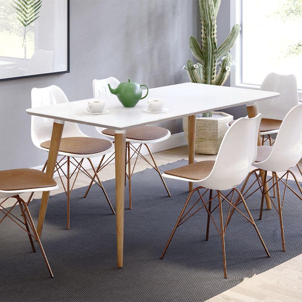 Mesa 160 cm Veneza s/ Vidro Branco Casa D