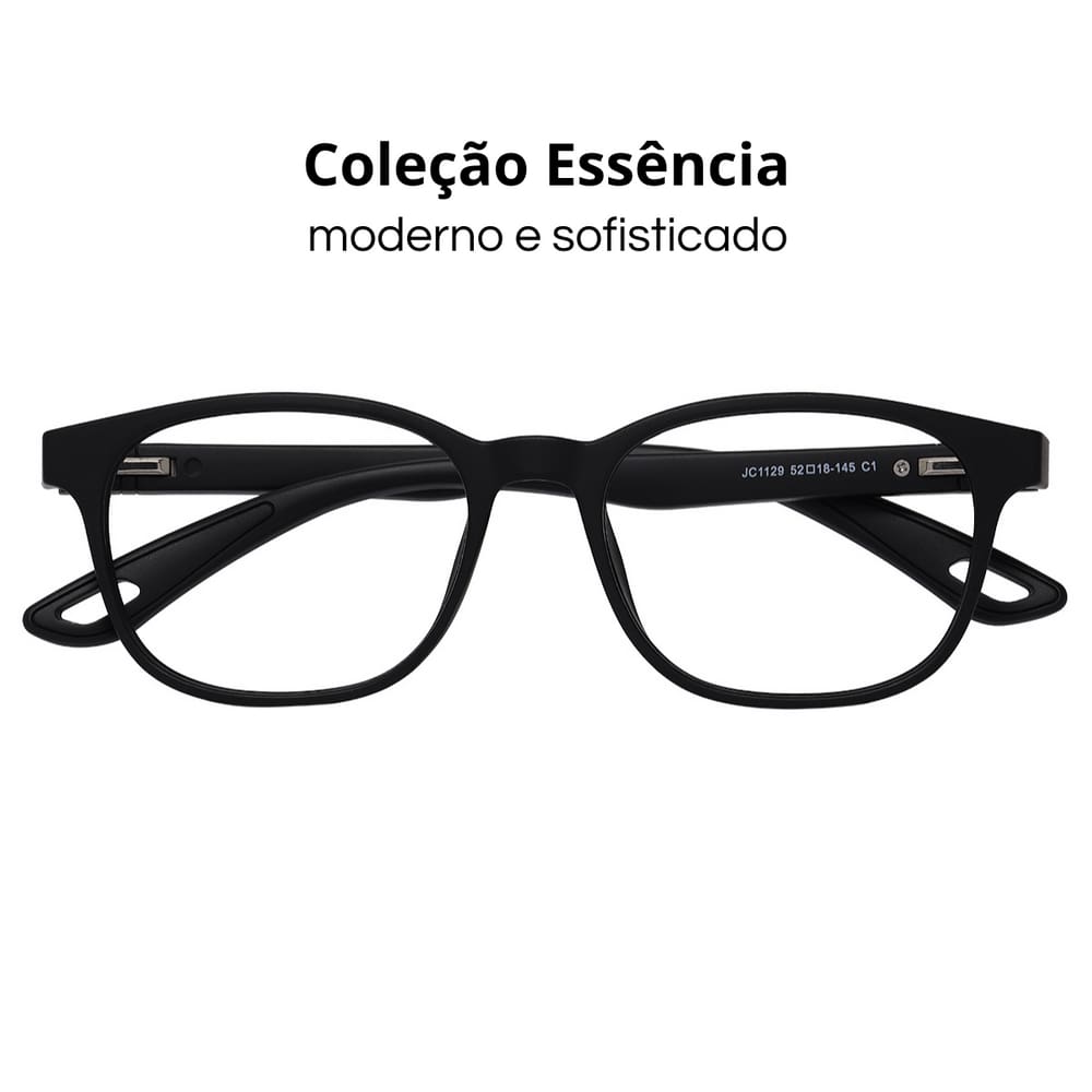 Armação Óculos Preto Grau Leitura Unissex Coleção Essência
