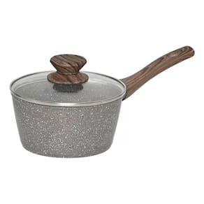 Panela Aluminio Cerâmica Indução Antiaderente 16cm Mimo Style Linha Grafito Cook 1,3 Litros Com Tampa De Vidro