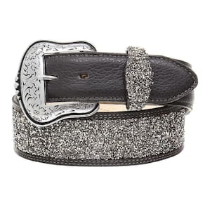 Cinto Feminino Cow Way em Couro e Gliter Café 31375