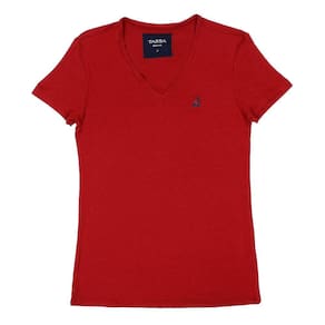 Camiseta Feminina Gola V Tassa Vermelha 26785