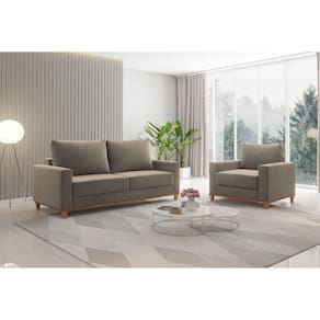 Kit Sofá Living 2 Lugares 181,5cm e Poltrona Alpino Pérola