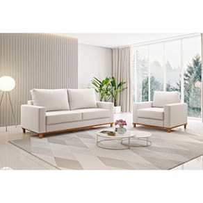Kit Sofá Living 2 Lugares 181,5cm e Poltrona Alpino Amendoa