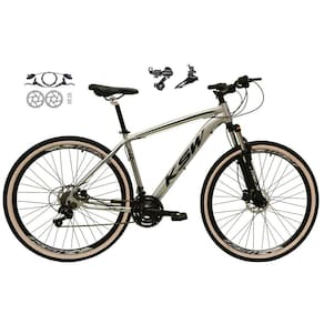 Bicicleta aro 29 Ksw Xlt 24v Câmbios Shimano Freios Hidráulicos Garfo com Suspensão Pneu Faixa Bege - Preta\Preto