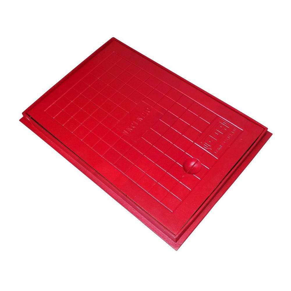 Tampa Tampão Chão Alumínio Fundido Incêndio Vermelho 60x40cm