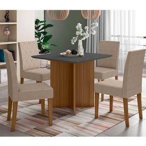 Conjunto Sala de Jantar Quadrada Mesa Helo 90cm e 04 Cadeiras Jade