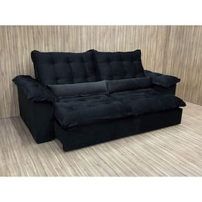 Sofá Retrátil Reclinável 2,90 m Preto 322 Florença Plus