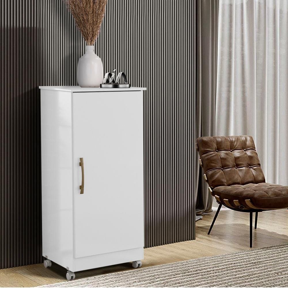 Armário Multiuso Com Rodízios Branco Nutus Shop Jm - Branco