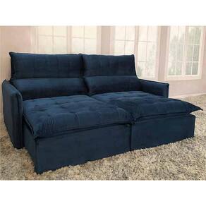 Sofá Retrátil Reclinável 2,25 m Azul 325 Leticia