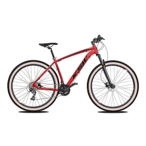 Bicicleta Aro 29 Ksw Xlt 24v K7 Câmbios Shimano Freio Hidráulico Garfo com Trava Pneu Faixa Bege - Vermelho