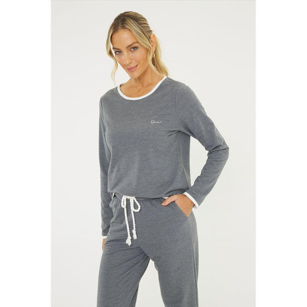 Pijama Feminino Longo Moletinho Bordado