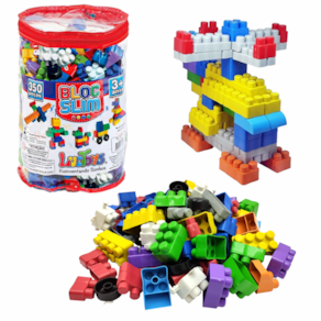 Blocos De Montar Bloc Slin 350 Peças Brinquedo Interativo Educativo Com Bolsa Peças Coloridas
