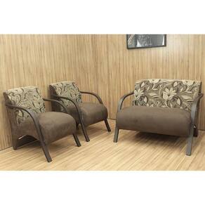 Conjunto Poltronas Braço Madeira Marrom/Floral 603/425 México