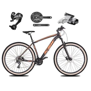 Bicicleta Aro 29 Ksw Xlt 27v Câmbios Shimano Altus Freios Hidráulicos Garfo Com Trava Pneu Bege - Preto\Laranja