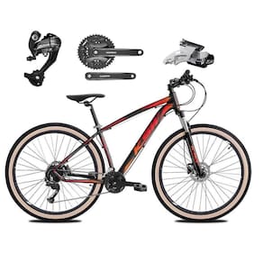 Bicicleta Aro 29 Ksw Xlt 27v Câmbios Shimano Altus Freios Hidráulicos Garfo Com Trava Pneu Bege - Preto\Vermelho\Laranja