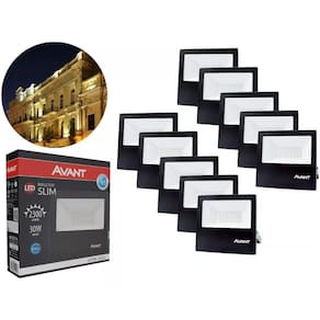 Refletor Led Avant Bivolt 30W 6500K Preto 10 Unidades