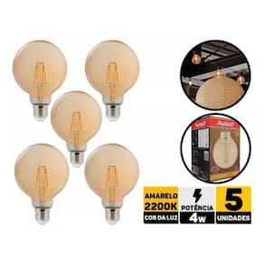 Lâmpada Avant Led Globo Retrô G95 Ambar Bivolt 4W 5 Unidades