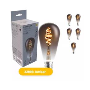 Lâmpada Led Avant Retro Black ST64 2200k E27 Bivolt 5 Unid.